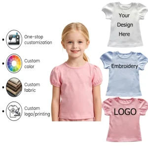Factory Price 100% Combed Cotton Shirts Baby Girl Clothes Plain T Shirt Baby Tops Lovely Tee Shirt