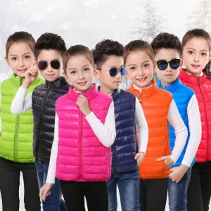 Factory Price Boys Sleeveless Jacket Girls Cute Vest Winter Down Waistcoats Children Clothing Autumn Kids Warm Coat Cotton Vest