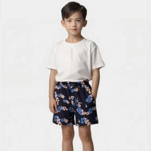 Factory Price Children’s Beach Trunks Boys Dark Drawstring Print Swim Shorts Fast Quick Dry Pants