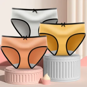 Factory Price Solid Candy Color Mid Rise Underwear Panties Women Sweet Girls Students Teen Panties