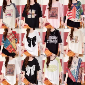 Factory Price for Girls’ Casual Short sleeved Round neck T shirt with Pattern Loose Fit Top