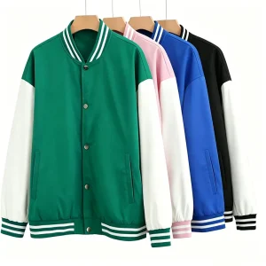 Factory School College Varsity Uniform for Boys and Girls Windbreaker Unisex Casual Button up Baseball Jacket Coat