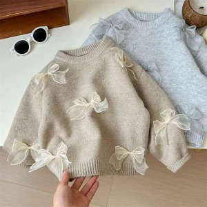 Factory Supply Autumn Casual Baby Sweater Apparel Pullover Warm Cotton Infant Toddler Girls Knitted