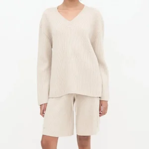 Fall Summer Woman Knit Sweater V-neck Pullover Jumper and Short Girls 2 Piece Set Wool Cashmere Warm Twinset