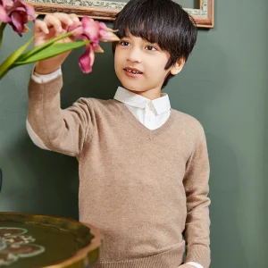Fall Winter Custom V Neck Long Sleeve Boys Sweaters Kids V Neck Knitted Pullover Jumpers Children’s Clothing