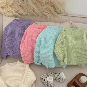 Fall Winter Infant Baby Girl Clothes Long Sleeve Chunky Sweater Baby Pullover Sweater Toddler Girl Knit Sweater