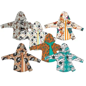 Fall Winter Kids Boy Girl Hooded Tops Western Double Layers Long Sleeve Toddler Baby Reversible Cardigan Jacket