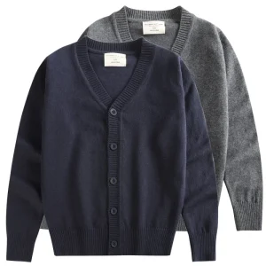 Family Matching Kids’ Knitted Cardigan Sweater Unisex School Uniform Long Sleeve Coat for Boys & Girls Toddler to Teen Sizes