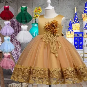 Fancy Little Age 3 to 10 Children’s Party Princess Girl Flower Dress Ball Gown