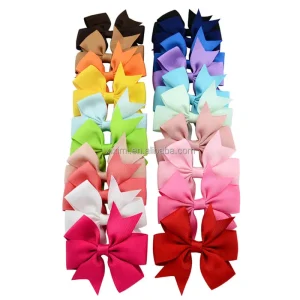 Fashion 80 Colors 3 Inch Grosgrain Ribbon Small Polyester Bow Alligator Kids Clips Headwear Accessories
