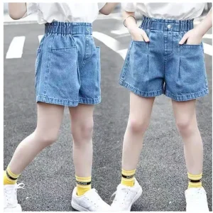 Fashion Children’s Jeans Shorts Girls Summer Clothing Elastic Waist Denim Shorts Children’s Casual Pants 2 3 4 5 6 7 8 9 10 Years