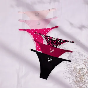 Fashion Design Yoga Floral Letter Printed Colorful Thin Belt Cute Girls Underwear Seamless Panties Ladies Underwear