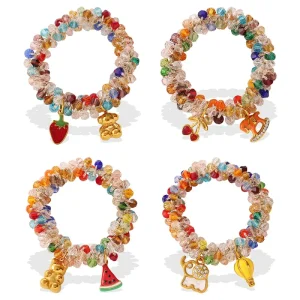 Fashion Dual-Use Hair Tie and Ponytail Holder Colorful Plastic Bracelet Accessory for Kids Cherry Hair Band