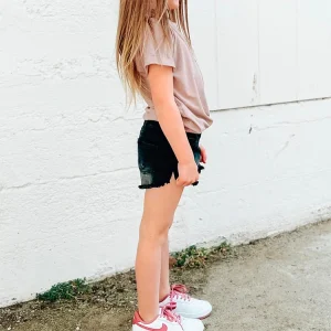 Fashion Girls Jeans Shorts Cut Off Hem Stretch Soft Black Denim Shorts for Baby Girls Shorts