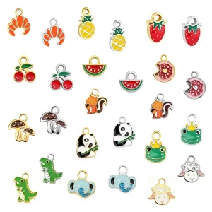 Fashion Jewelry Pendants Charms DIY Accessories Gold Plated Stainless Steel Kids Cartoon Fruit Enamel Charms for Jewelry Making