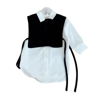 Fashion Korean Loose Little Girls Long Sleeve Shirt Two Piece Set Blouse Cute White Long Tops Autumn Children Clothes Girl