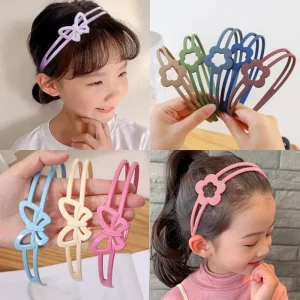 Fashion Matte Flower Headbands for Women Girls Non slip Hairband Elastic Butterfly Hair Hoop Band Children Kids Hair Accessories