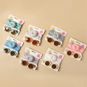 Fashion Round With Headbands Set Lovely Girls Baby Kid Sunglasses