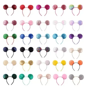Fashion Sequins Mouse Ears Headband Hot Colors Girls Hair Band for Kids Travel DIY Woman Hair Accessories
