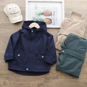 Fashion Spring Autumn Baby Children Clothes Coats Solid Color Jackets for Kids Boys