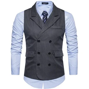Fashion Striped Suit Cotton Vest Waistcoat for Men