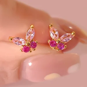 Fashion Stud Earrings Aretes Real Gold Plated Cute Butterfly Earrings for Girls