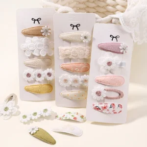 Fashion Sweet Princess Kids Hair Clips Set Cute Daisy Printed Handmade Fabric Hairpins Decorative Hair Accessories for Girls