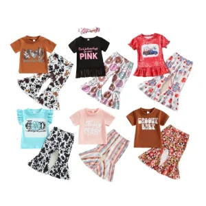 Fashion Toddler Girl Clothing Sets Girls Outfits Kids Infant Girls Clothing Set Shirts Bell Bottoms