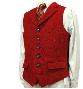 Fashion Tweed Wedding Vest for Men Formal Business Men’s Suit Vest Men’s Vests Waistcoats