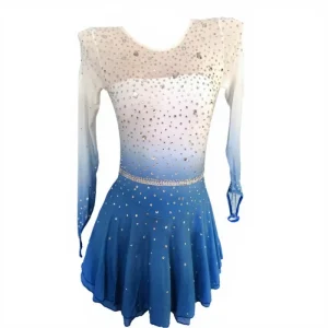 Figure Skating Dress Girls Competition Costume Latin Dress Rhinestones Mesh and Spandex Dress for Performance Sets