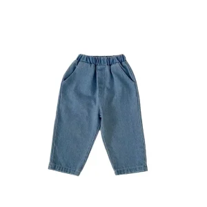 Flare Pants for Spring Autumn High Waist Casual Jeans Solid Infant Baby Clothes Boys Girls Pants
