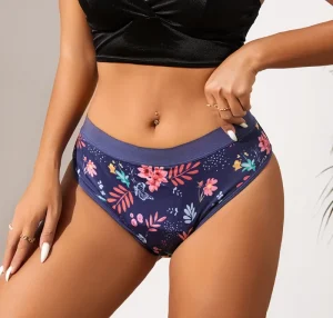 Floral Printing 4 Layers Absorbent Teen Girl Period Panties Reusable Washable Menstrual Underwear