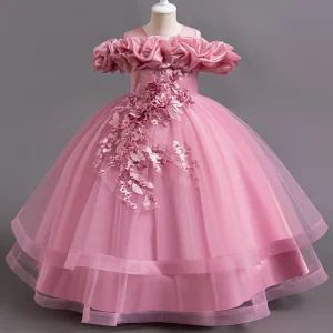 Flower Girl Wedding Bridesmaid Dress 4 12 Birthday Party Prom Evening Dress Elegant Girl Piano Performance Dress