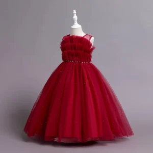 Flower Girls Dress for Wedding 6-14 Yrs Elegant Lace Kids Birthday Princess Party Dresses for Girls Teenage Pageant Prom Dress