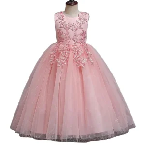 Flower Wedding Dresses for Kids Party Birthday Tutu Dress Little Princess Girl Dresses Flower Pink Ball Gown 5 to 12 Years
