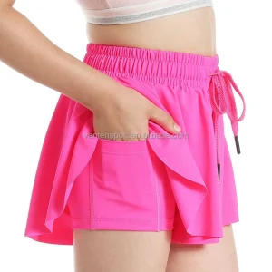 Flowy Athletic Shorts for Women Running Tennis Butterfly Shorts Girls 2-in-1 Double Layer Quick-Drying Comfy Shorts