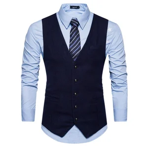 Formal Men Vest Waistcoat Casual Solid Suit Vest Men Single Breasted Cotton Chalecos Hombre