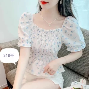 Free Shipping High Quality New Design Short Sleeve Girls Popular Design Fashion Tops OC656