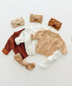 Freya Oem Winter Baby Sweaters Cotton Modern Chunky Knit Mum Matching Kids Girls Pullover Toddler Knitted