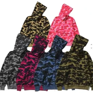 Full Zip Shark Zip Up Hoodies Men 100% Cotton Sweatshirt Women Unisex Streetwear
