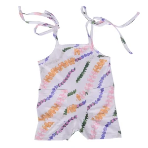 Ga 11 Adjustable Sling Toddler Girls Pocket Jumpsuits Hawaii Romper Crotch Summer Floral Knitted Bamboo Cotton