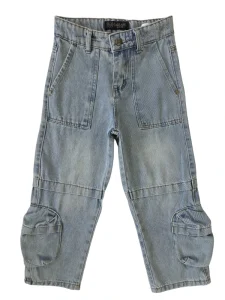 Gallant High Quality Straight Baggy Boys Cargo Jean Casual Mult Pockets Boy Denim Cargo Pant Custom Logo Loose Denim Trouser