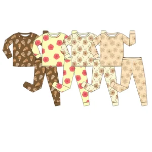 Girl Children Sleepwear Flower Pattern Prints Soft Long Sleeve Top Long Pants Kids Girls Pajamas