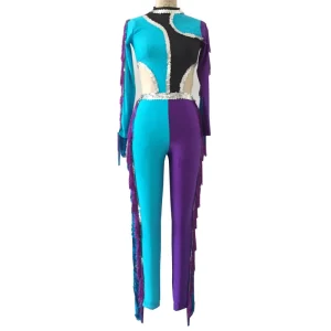 Girl Jumpsuit Dance Wear Women Dance Leotard Latin Dance Unitard Lovely Tassel Stage Performance Costume