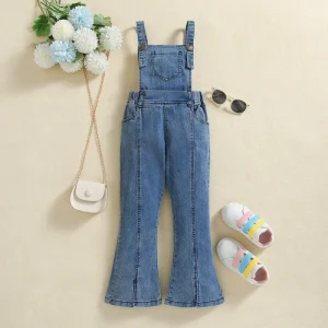 Girl Overalls Little Kid With Pocket Denim Children Casual Jumpsuit Girls Clothes