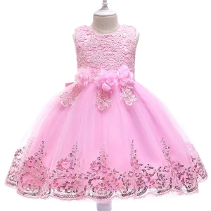 Girl Sequin Embroidery Puffy Prom Gown Baby Girls Perform Formal Evening Dresses Wedding Dress Tutu Dresses for Girls