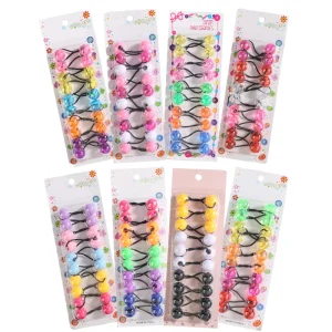 Girl Styling Accessories Little Girl Silk Ponytail Hair Balls Bobbles Kids Bead Elastic Ball Hair Ties Hair Bobbles with Balls