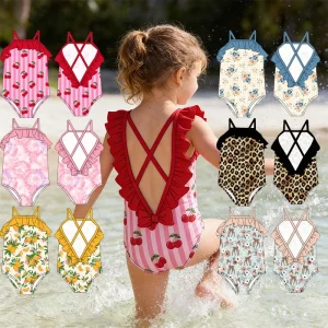 Girl Sweet Swimwear Quick Drying Breathable Fabric Sand Beach One Piece Swimsuits