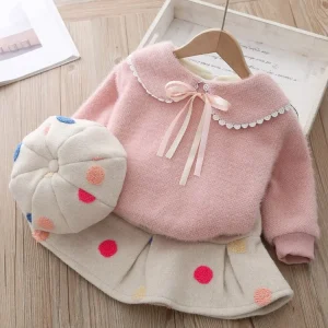 Girl Two Piece Kids Sets Winter Sets Thick Sweater Princess Skirt 2 Sets for Girls Dress Kids Clothing for 1 5 Yrs