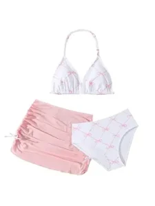 Girls 3-Pack Tie Dye Print Bikini Sets Kids Swimsuit & Skirts 7-14 Years Children’s Swimwear Teens Child Girl Bathing Suit